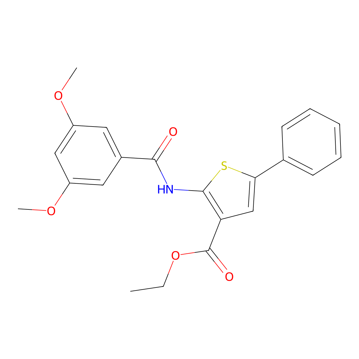Ethyl 2-[(3,5-dimethoxybenzoyl)amino]-5-phenyl-3-thiophenecarboxylate molecular structure, CAS 433690-36-9
