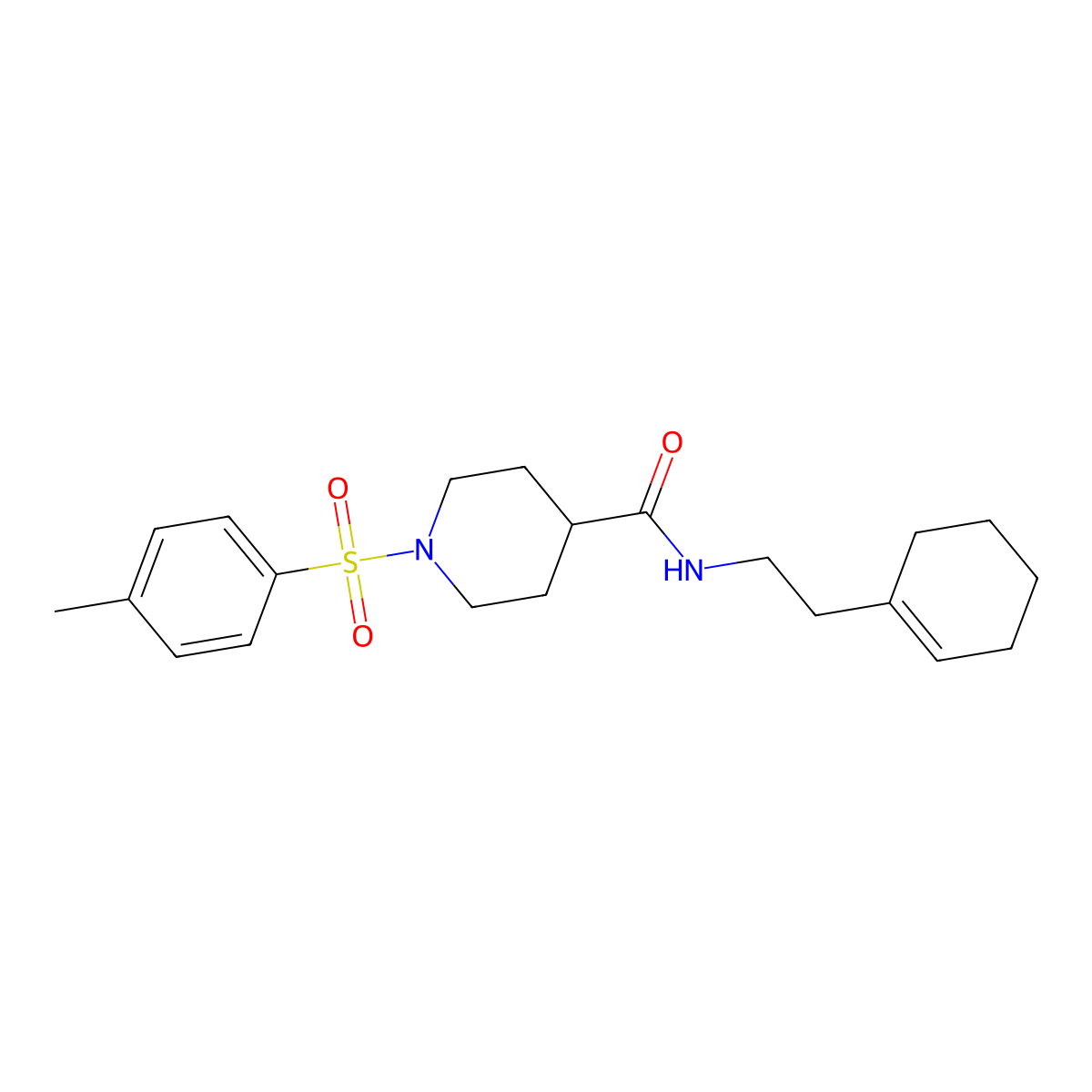 N-[2-(cyclohexen-1-yl)ethyl]-1-(4-methylphenyl)sulfonylpiperidine-4-carboxamide molecular structure, CAS 433690-40-5