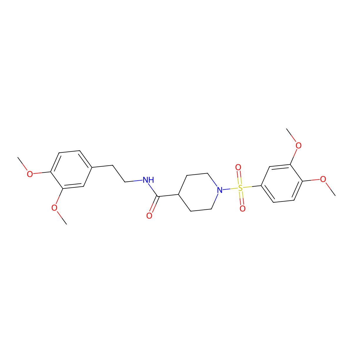 N-[2-(3,4-dimethoxyphenyl)ethyl]-1-[(3,4-dimethoxyphenyl)sulfonyl]piperidine-4-carboxamide molecular structure, CAS 433690-49-4