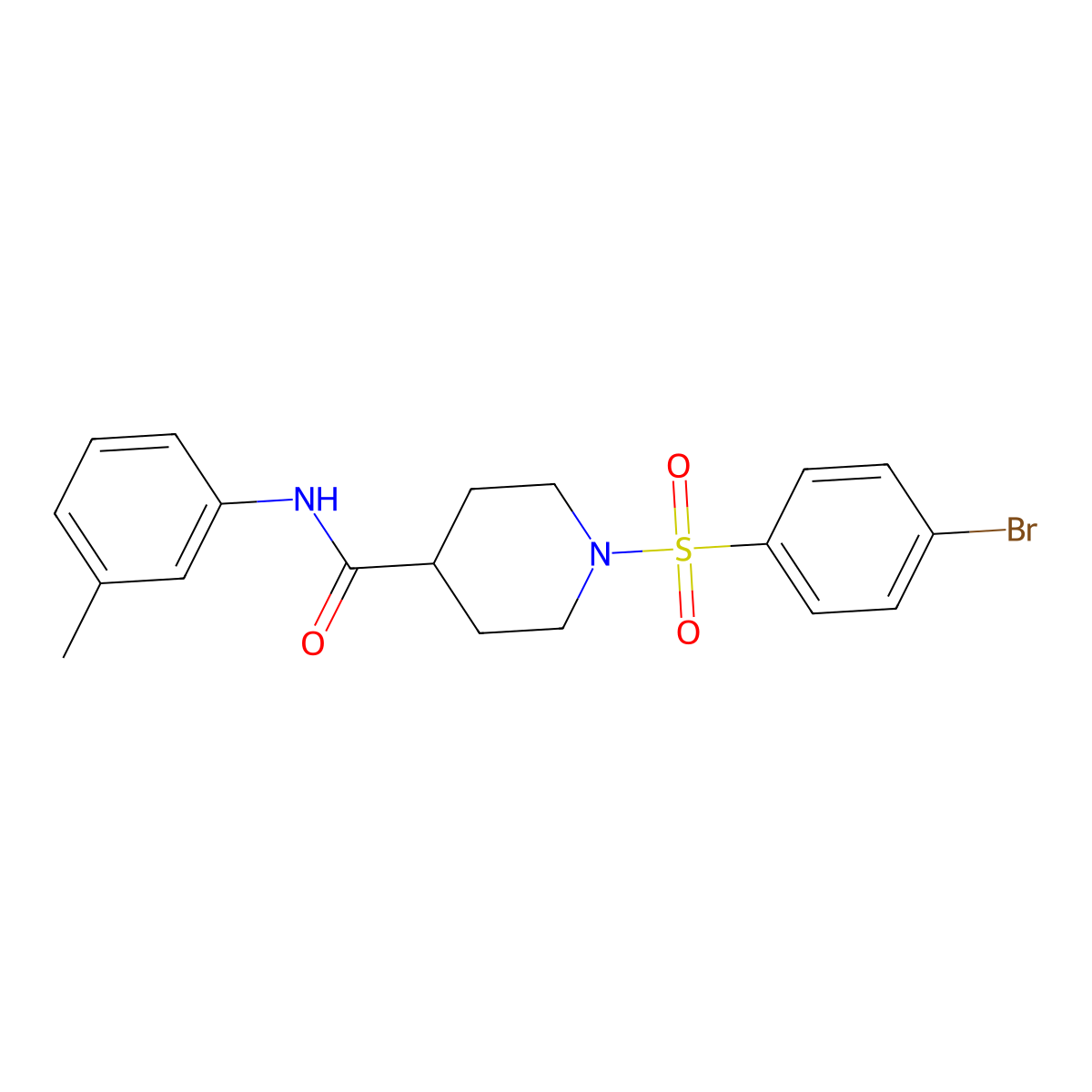1-(4-bromophenyl)sulfonyl-N-(3-methylphenyl)piperidine-4-carboxamide molecular structure, CAS 433690-52-9