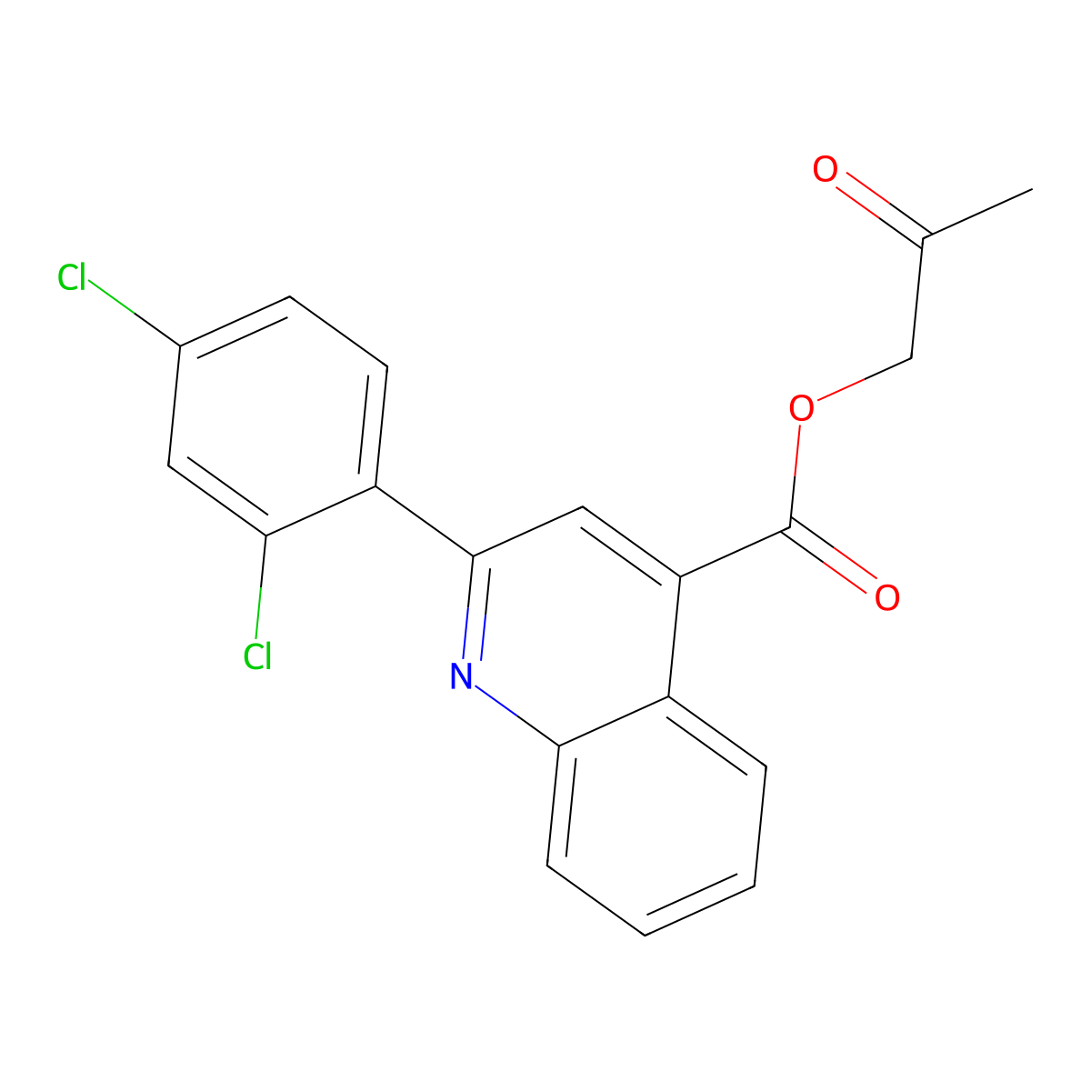 2-Oxopropyl 2-(2,4-dichlorophenyl)quinoline-4-carboxylate molecular structure, CAS 433690-56-3