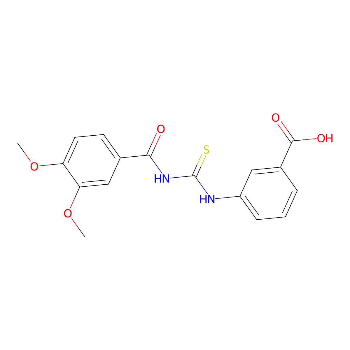 3-({[(3,4-Dimethoxyphenyl)carbonyl]carbamothioyl}amino)benzoic acid molecular structure, CAS 433690-58-5