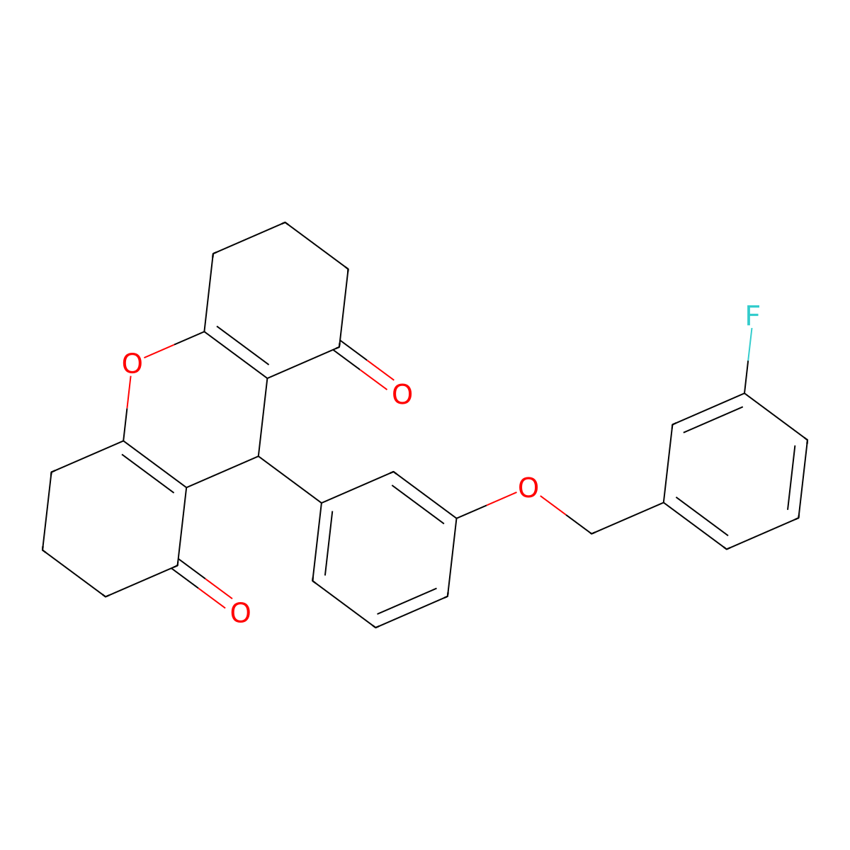 9-[3-[(3-fluorophenyl)methoxy]phenyl]-3,4,5,6,7,9-hexahydro-2H-xanthene-1,8-dione molecular structure, CAS 433690-66-5