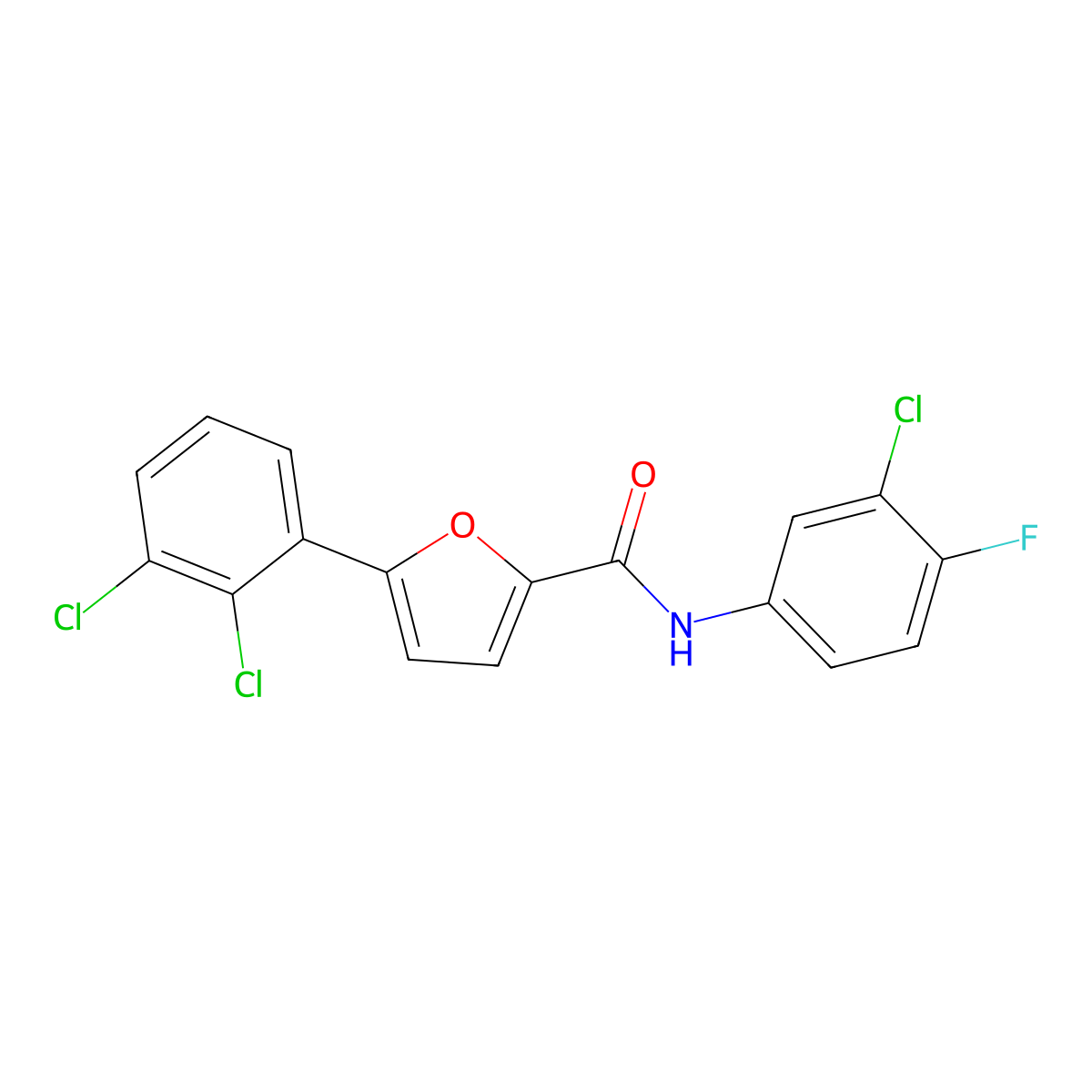 N-(3-chloro-4-fluorophenyl)-5-(2,3-dichlorophenyl)furan-2-carboxamide molecular structure, CAS 433690-67-6