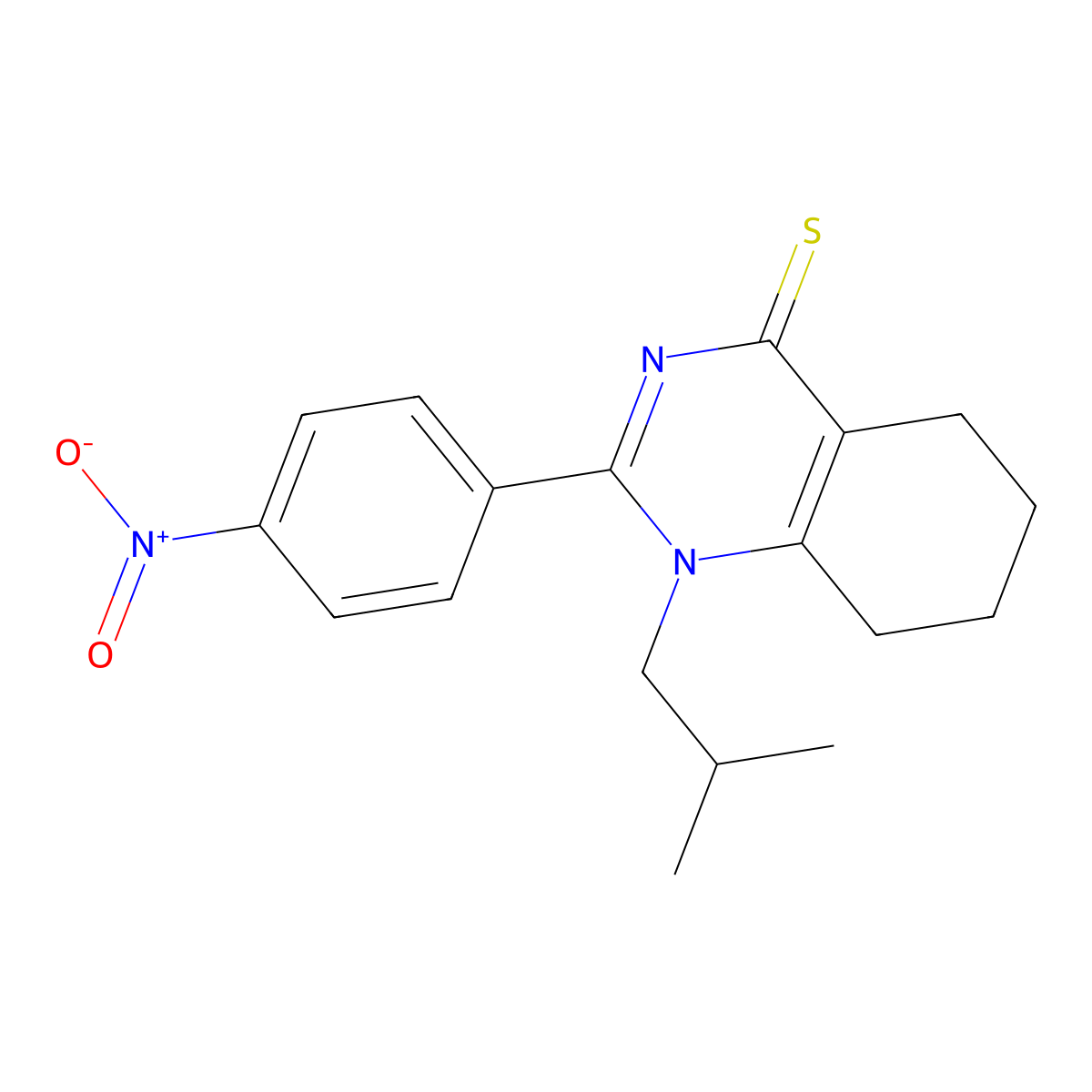 1-isobutyl-2-(4-nitrophenyl)-5,6,7,8-tetrahydroquinazoline-4(1H)-thione molecular structure, CAS 433690-72-3