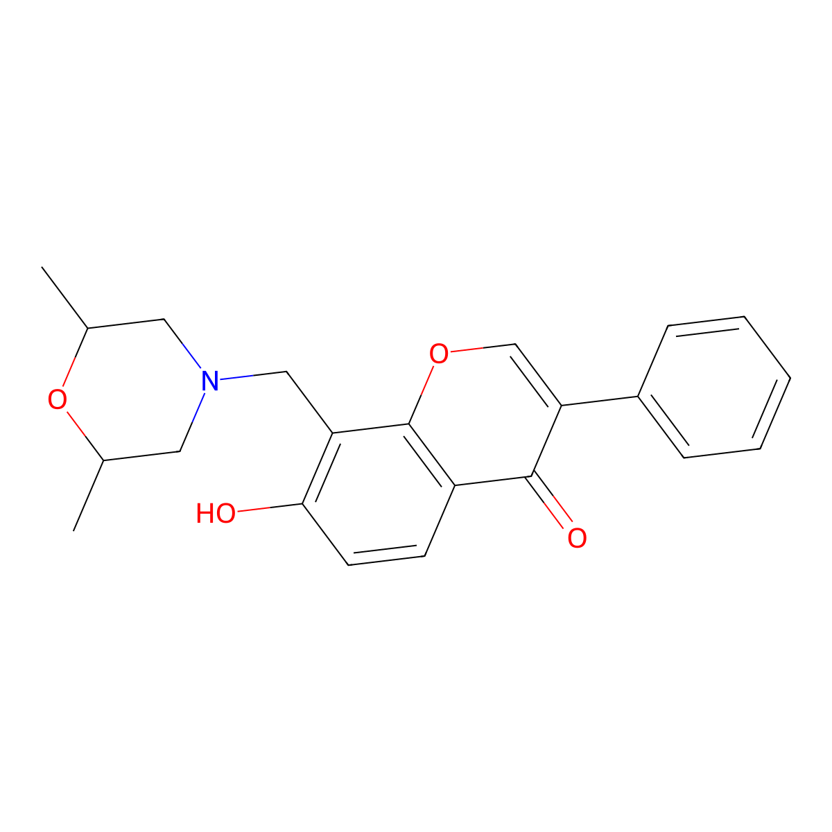8-[(2,6-Dimethylmorpholin-4-yl)methyl]-7-hydroxy-3-phenylchromen-4-one molecular structure, CAS 433690-76-7