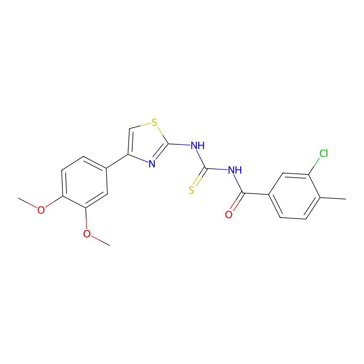 3-chloro-N-[[4-(3,4-dimethoxyphenyl)-1,3-thiazol-2-yl]carbamothioyl]-4-methylbenzamide molecular structure, CAS 433690-88-1