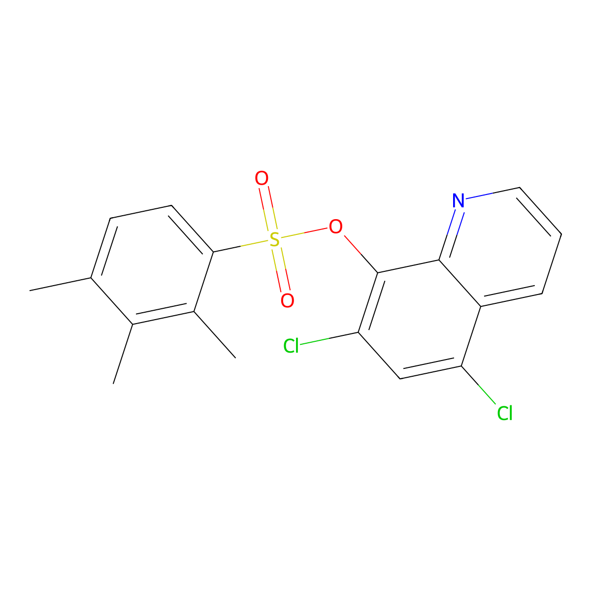 5,7-Dichloroquinolin-8-yl 2,3,4-trimethylbenzene-1-sulfonate molecular structure, CAS 433690-98-3