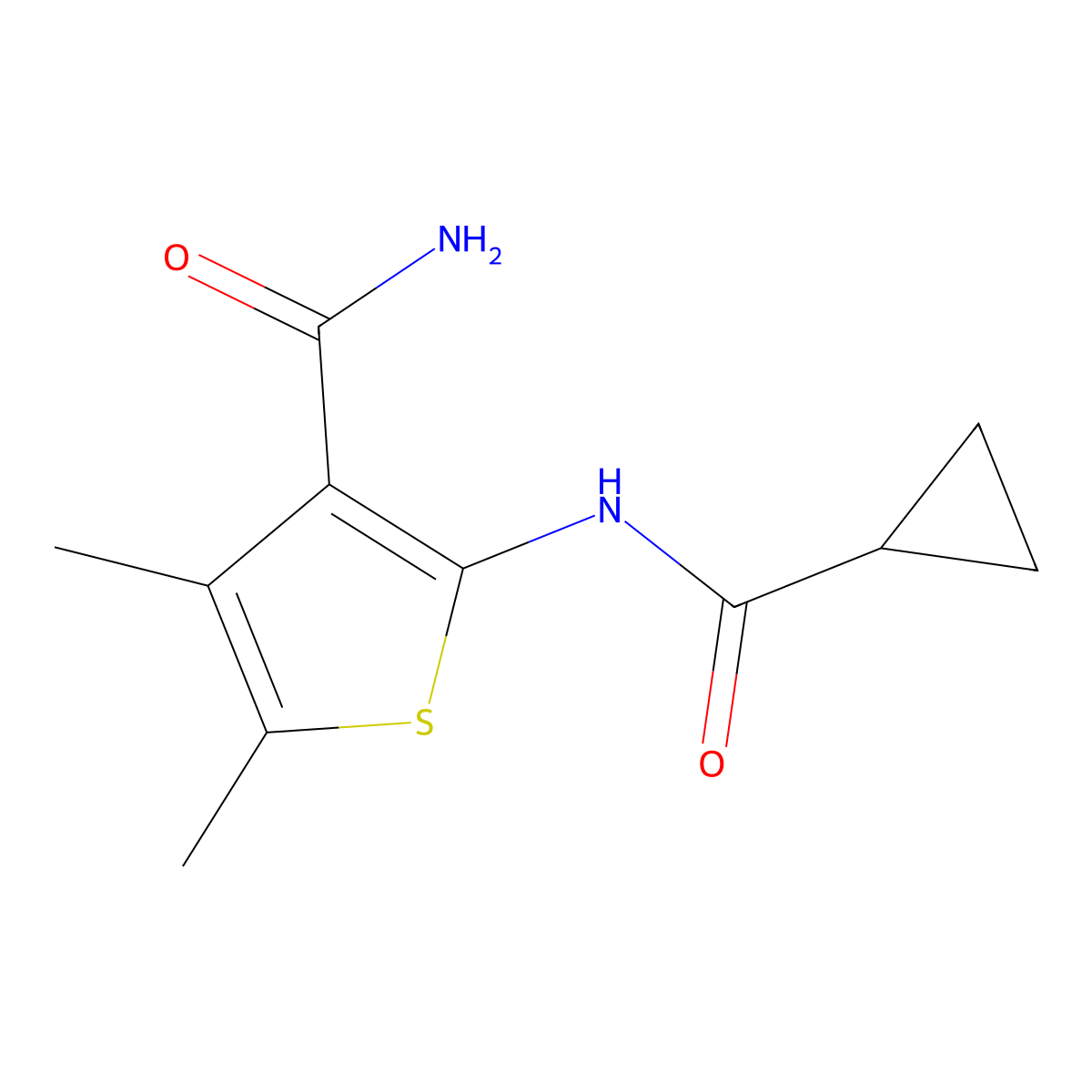 2-(Cyclopropanecarboxamido)-4,5-dimethylthiophene-3-carboxamide molecular structure, CAS 433690-99-4