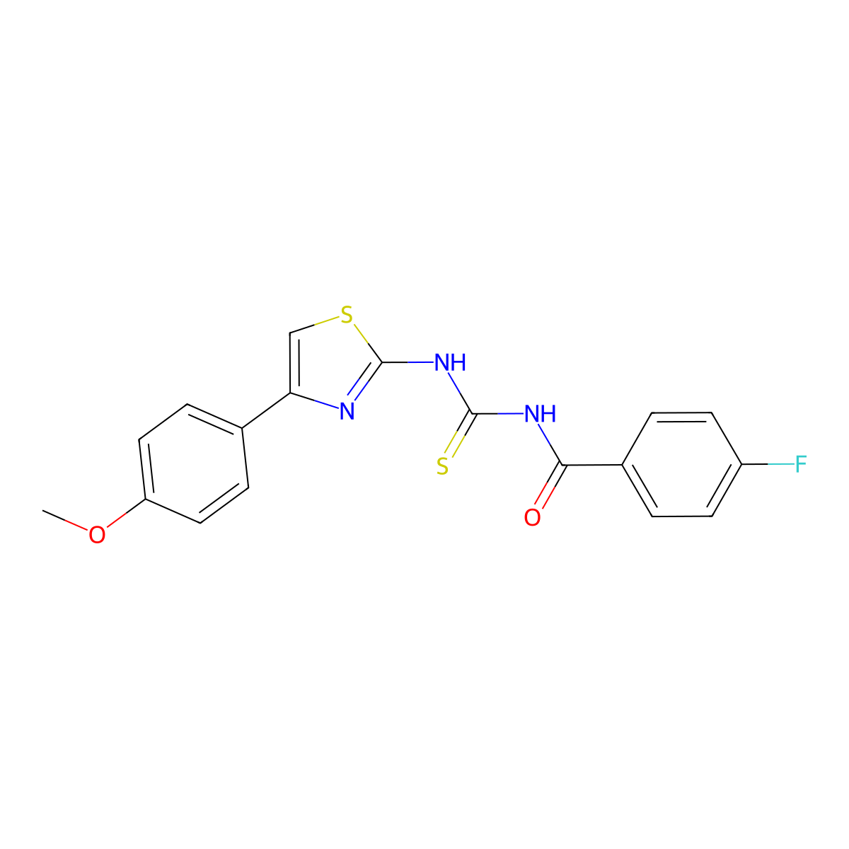 4-fluoro-N-[[4-(4-methoxyphenyl)-1,3-thiazol-2-yl]carbamothioyl]benzamide molecular structure, CAS 433691-01-1