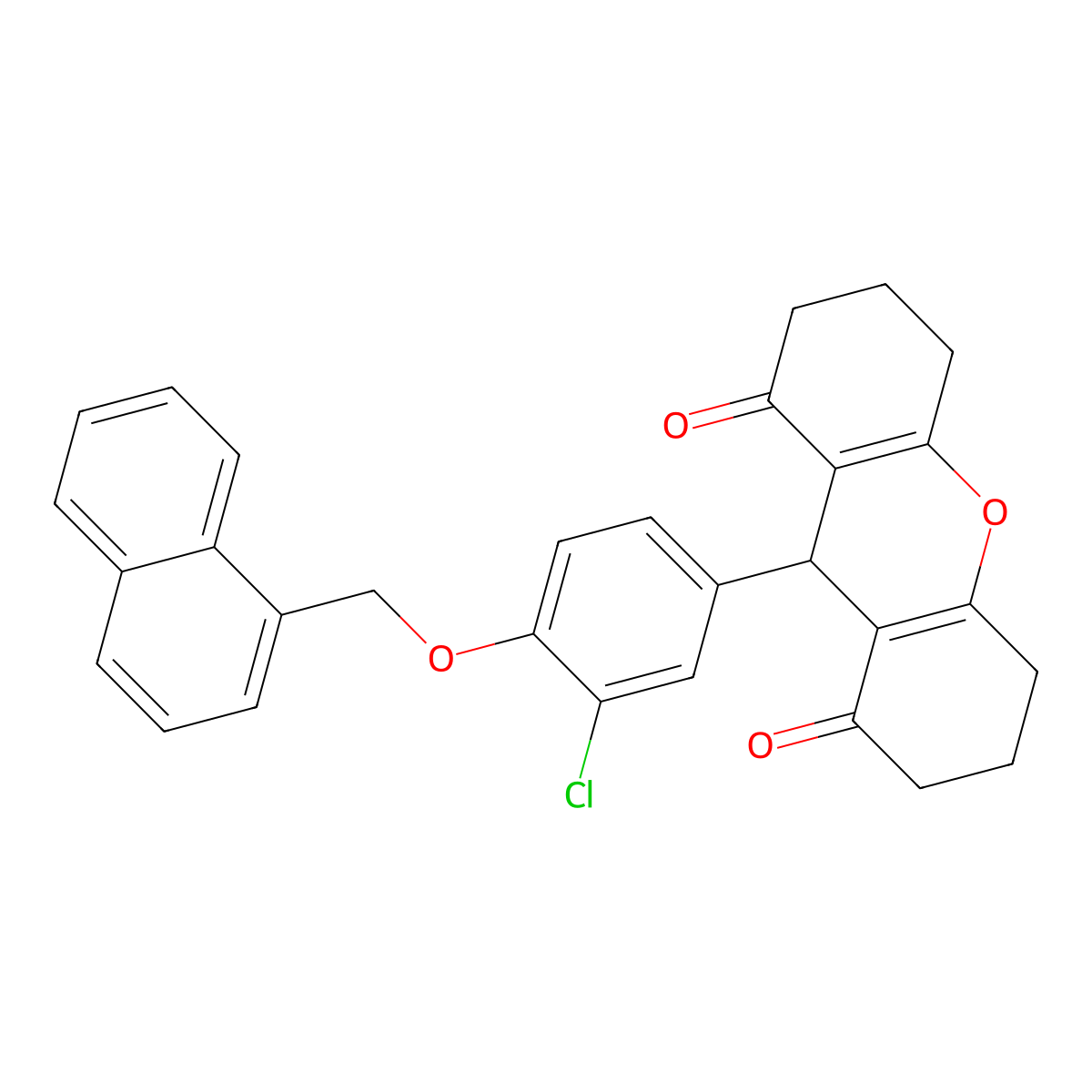 9-[3-chloro-4-(naphthalen-1-ylmethoxy)phenyl]-3,4,5,6,7,9-hexahydro-2H-xanthene-1,8-dione molecular structure, CAS 433691-08-8