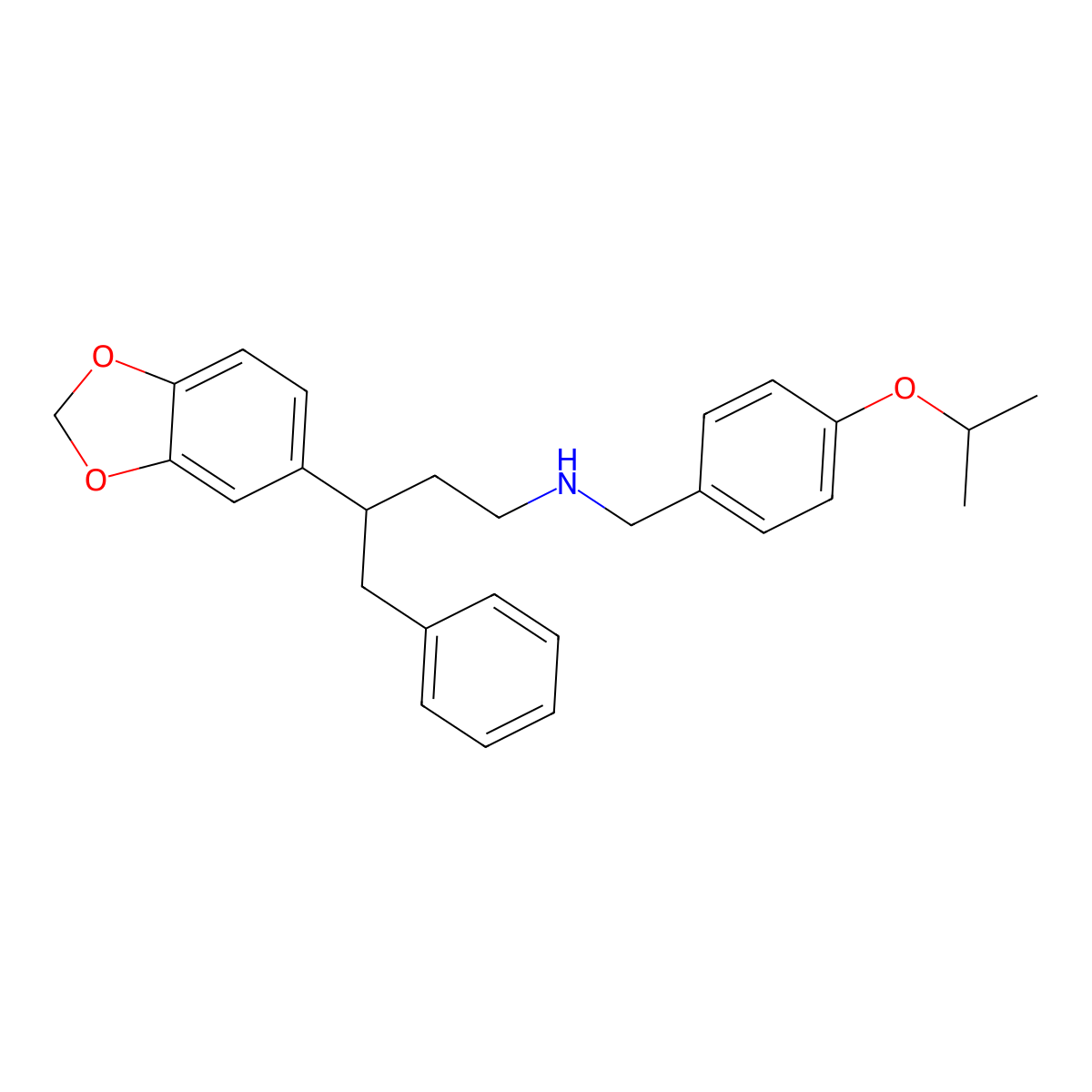 3-(1,3-benzodioxol-5-yl)-4-phenyl-N-[(4-propan-2-yloxyphenyl)methyl]butan-1-amine molecular structure, CAS 433691-18-0