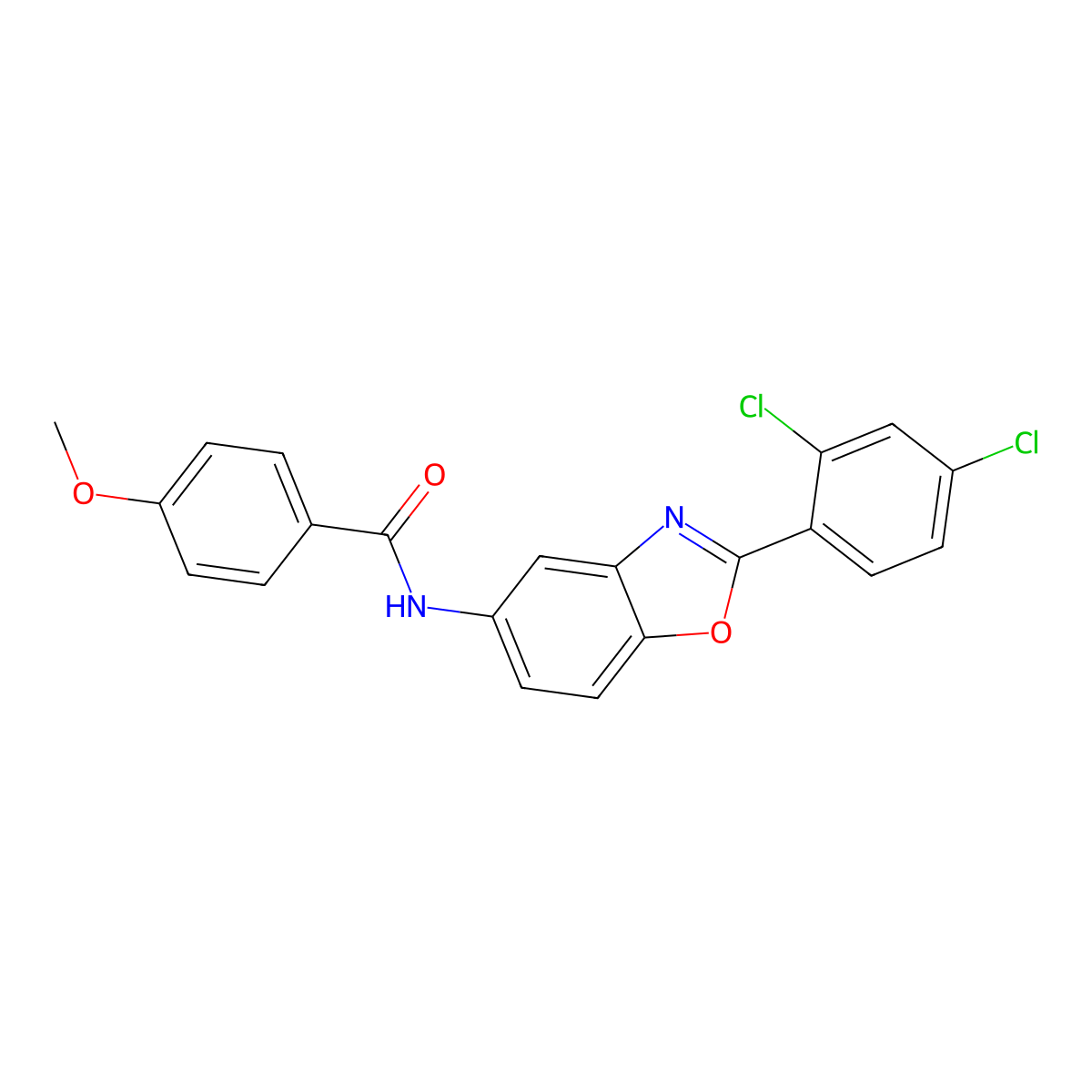 N-[2-(2,4-dichlorophenyl)-1,3-benzoxazol-5-yl]-4-methoxybenzamide molecular structure, CAS 433691-19-1