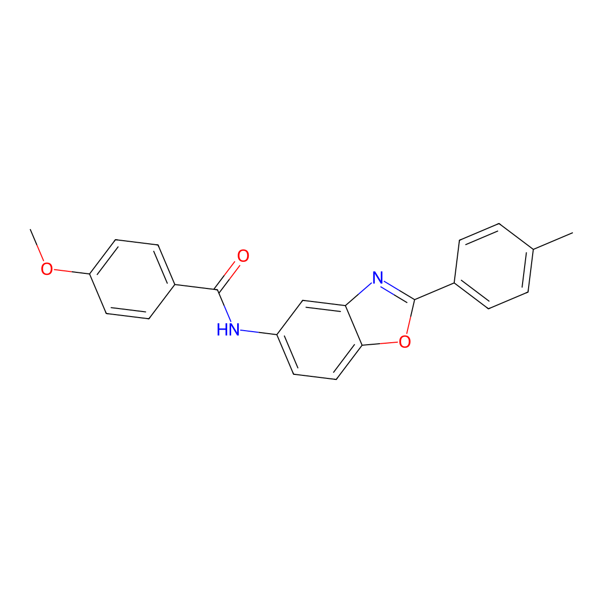 4-methoxy-N-[2-(4-methylphenyl)-1,3-benzoxazol-5-yl]benzamide molecular structure, CAS 433691-29-3