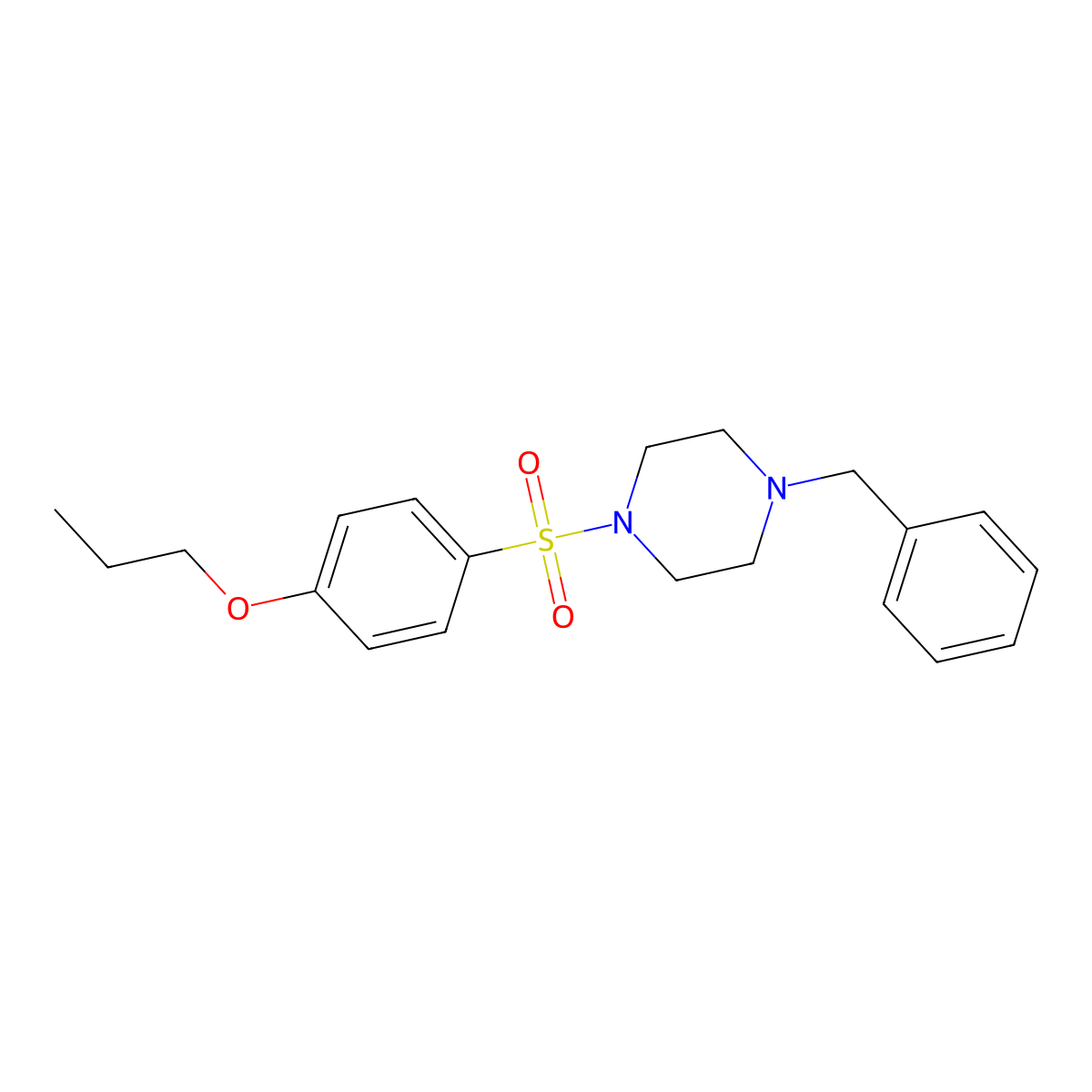 1-Benzyl-4-(4-propoxyphenyl)sulfonylpiperazine molecular structure, CAS 433691-34-0