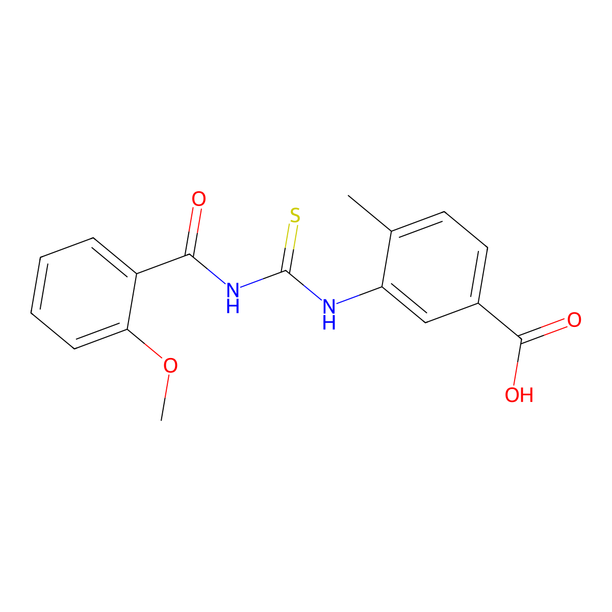 3-[(2-Methoxybenzoyl)carbamothioylamino]-4-methylbenzoic acid molecular structure, CAS 433691-40-8