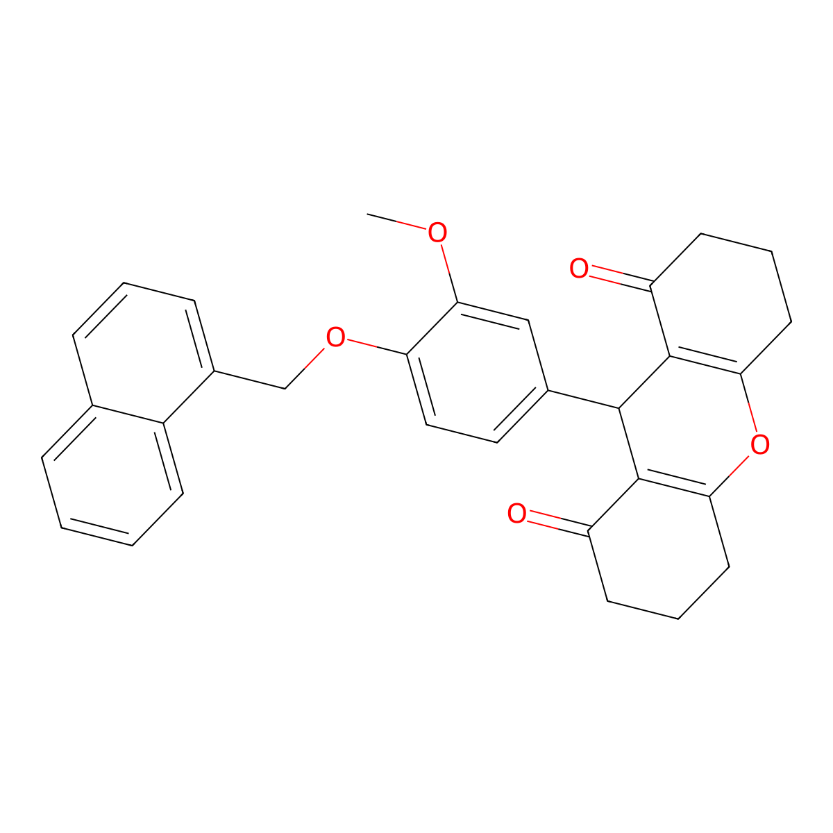 9-[3-methoxy-4-(naphthalen-1-ylmethoxy)phenyl]-3,4,5,6,7,9-hexahydro-2H-xanthene-1,8-dione molecular structure, CAS 433691-42-0