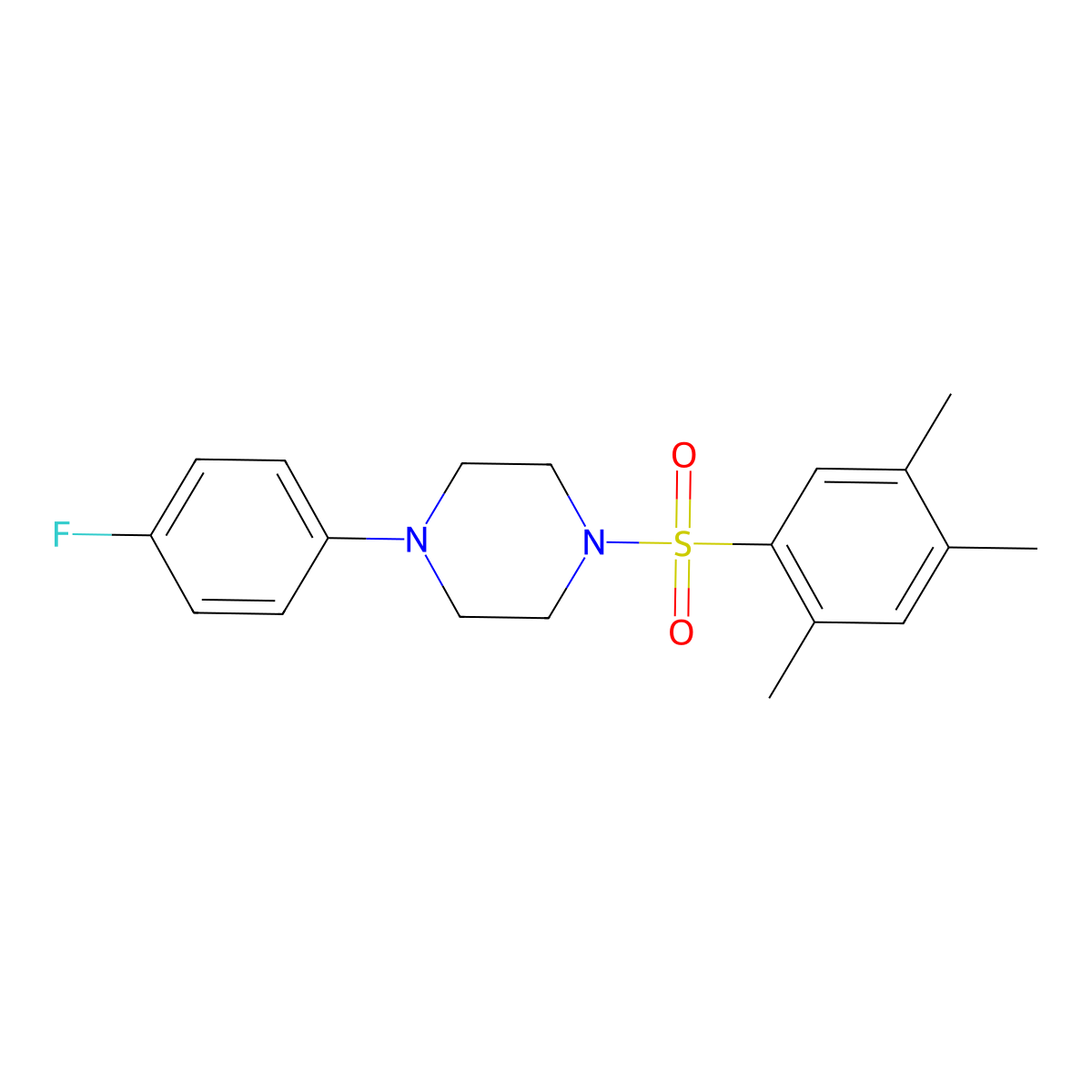 1-(4-Fluorophenyl)-4-(2,4,5-trimethylphenyl)sulfonylpiperazine molecular structure, CAS 433691-52-2