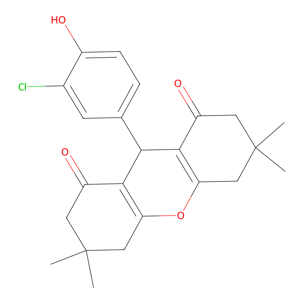 9-(3-chloro-4-hydroxyphenyl)-3,3,6,6-tetramethyl-4,5,7,9-tetrahydro-2H-xanthene-1,8-dione molecular structure, CAS 433691-62-4
