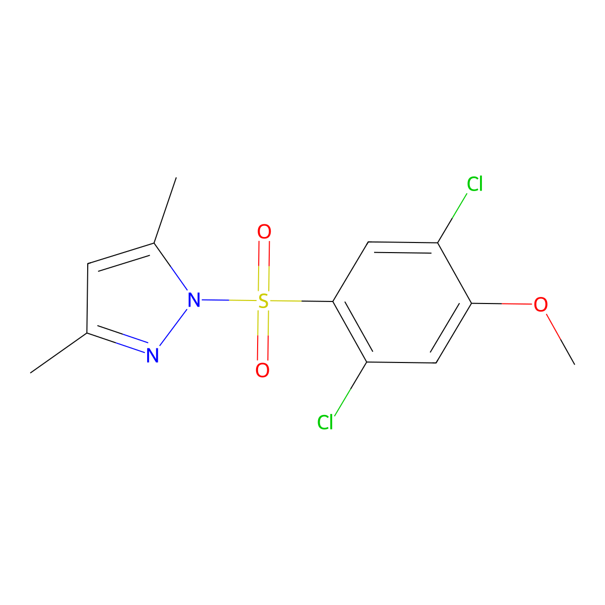 1-[(3,5-Dimethylpyrazolyl)sulfonyl]-2,5-dichloro-4-methoxybenzene molecular structure, CAS 433691-71-5