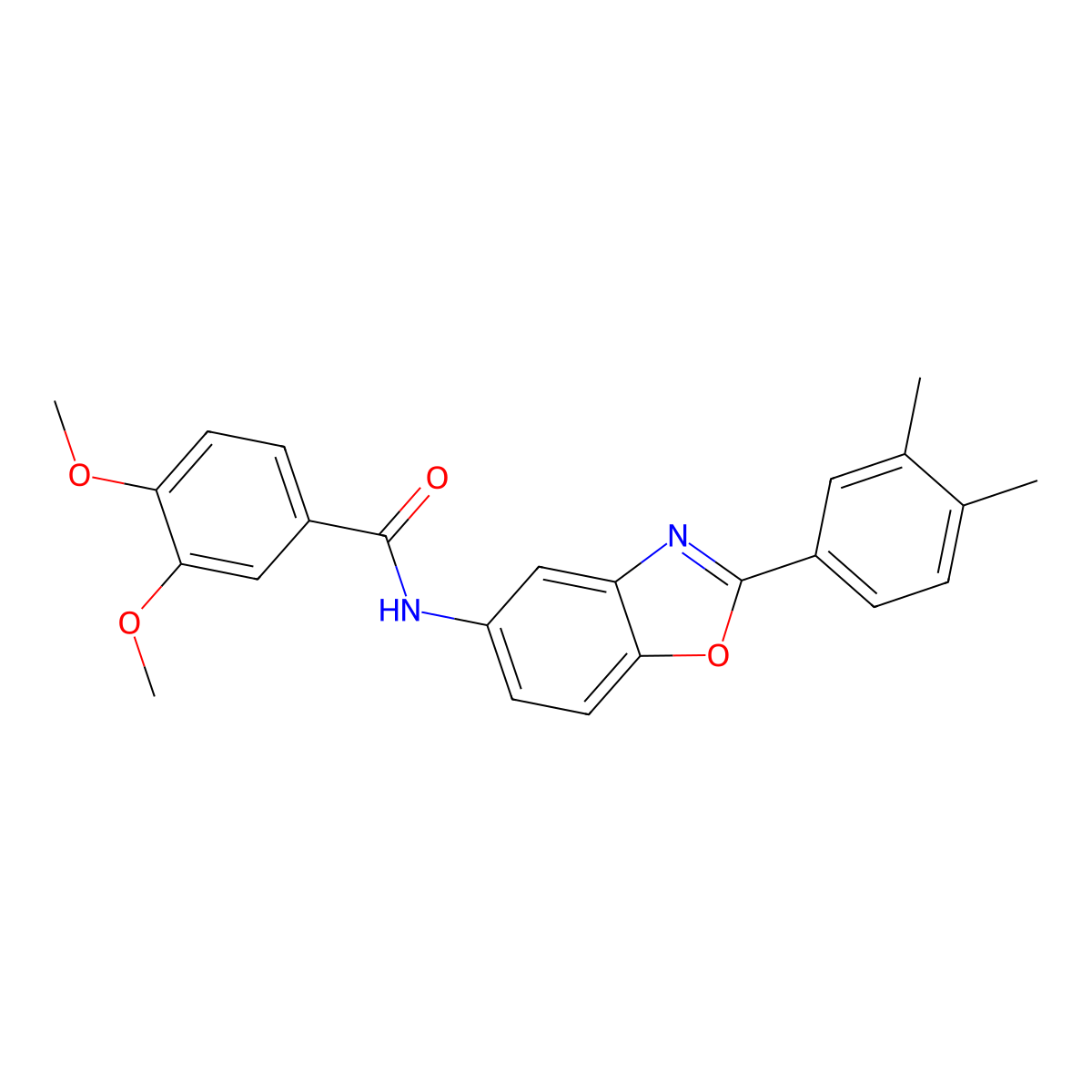 N-[2-(3,4-dimethylphenyl)-1,3-benzoxazol-5-yl]-3,4-dimethoxybenzamide molecular structure, CAS 433691-72-6