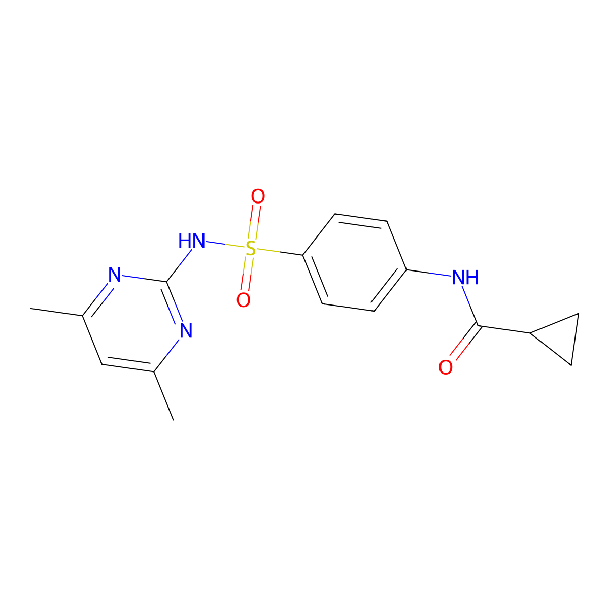 N-{4-[(4,6-dimethylpyrimidin-2-yl)sulfamoyl]phenyl}cyclopropanecarboxamide molecular structure, CAS 433691-75-9