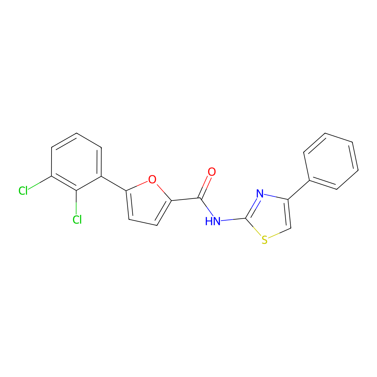 5-(2,3-dichlorophenyl)-N-(4-phenyl-1,3-thiazol-2-yl)furan-2-carboxamide molecular structure, CAS 433691-76-0
