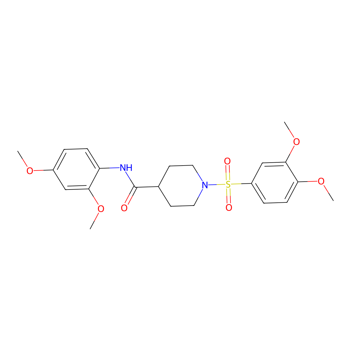 N-(2,4-dimethoxyphenyl)-1-(3,4-dimethoxyphenyl)sulfonylpiperidine-4-carboxamide molecular structure, CAS 433691-84-0
