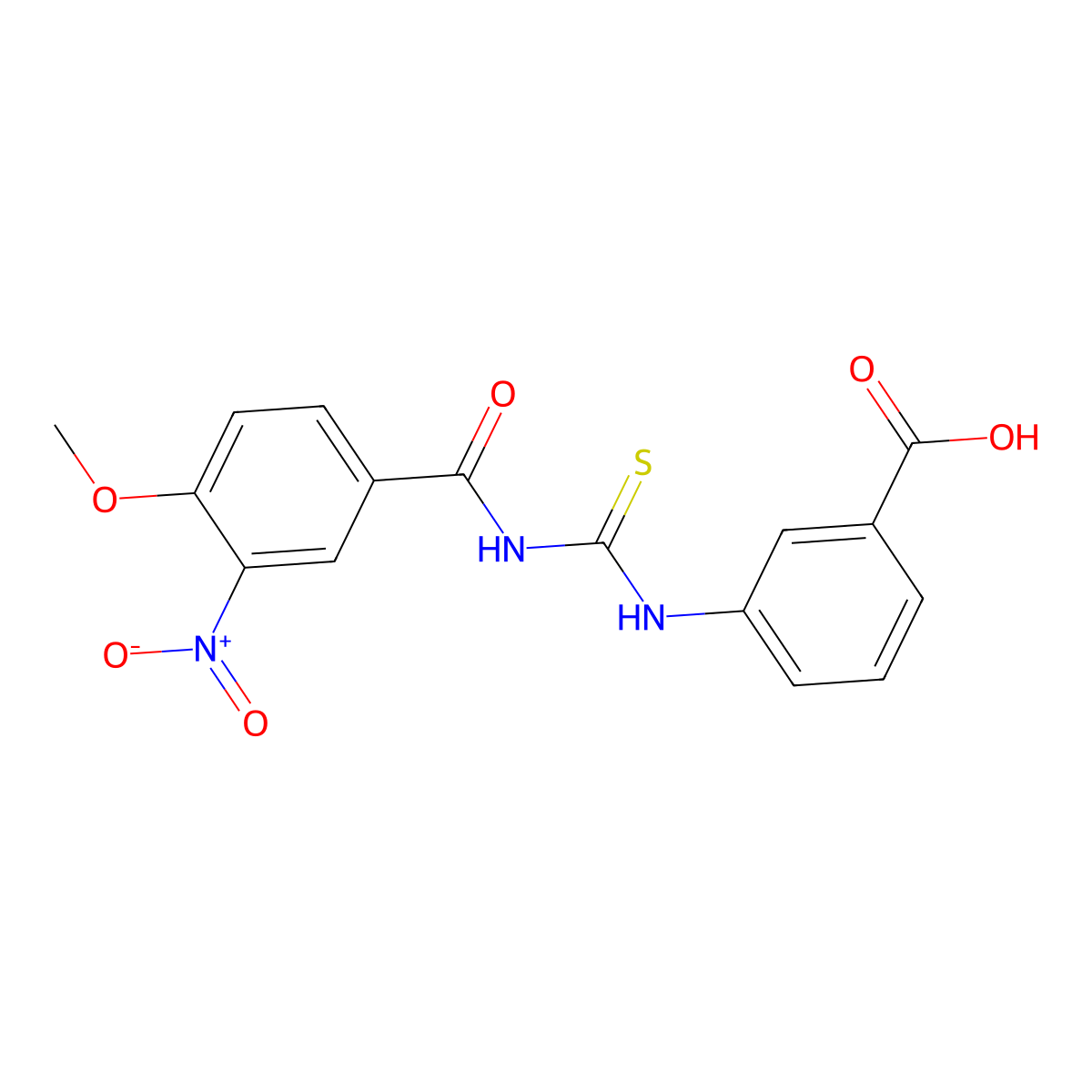 3-({[(4-Methoxy-3-nitrophenyl)carbonyl]carbamothioyl}amino)benzoic acid molecular structure, CAS 433691-92-0