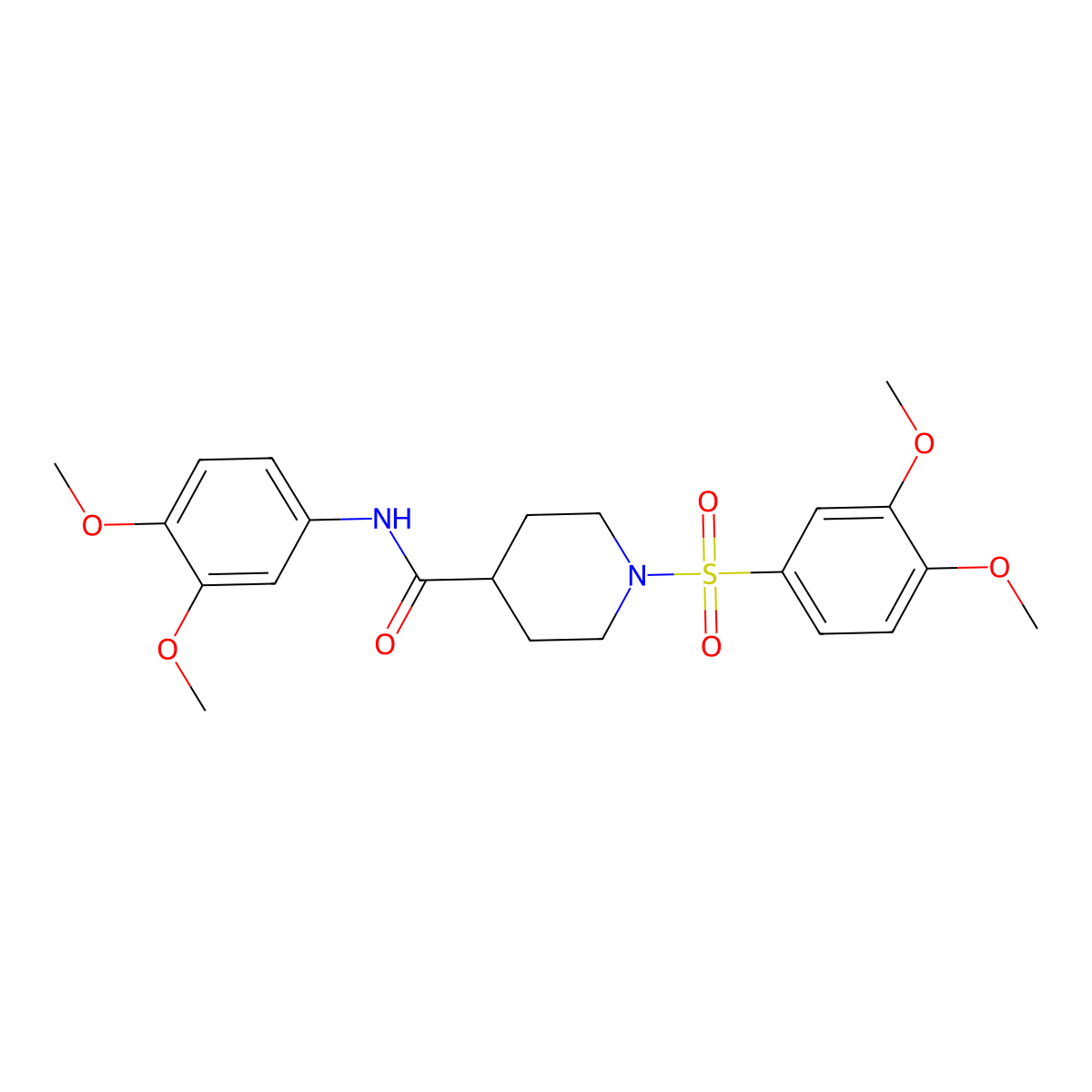 N-(3,4-dimethoxyphenyl)-1-(3,4-dimethoxyphenyl)sulfonylpiperidine-4-carboxamide molecular structure, CAS 433691-99-7
