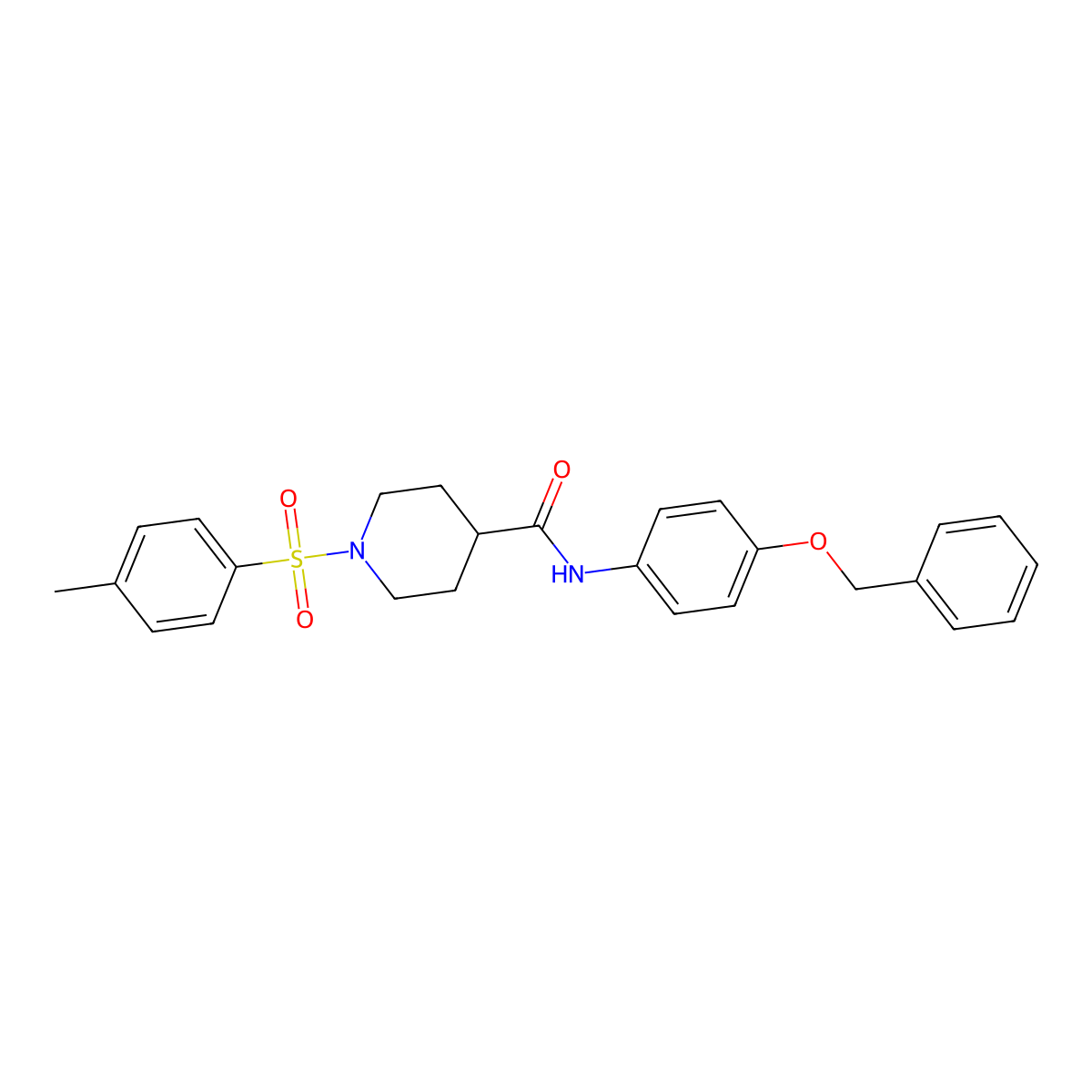 1-(4-methylphenyl)sulfonyl-N-(4-phenylmethoxyphenyl)piperidine-4-carboxamide molecular structure, CAS 433692-06-9
