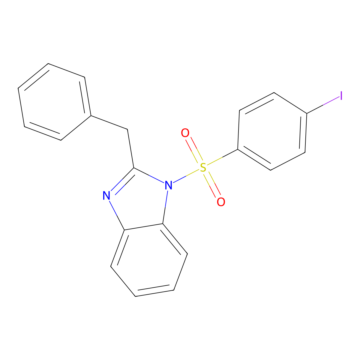 4-Iodo-1-{[2-benzylbenzimidazolyl]sulfonyl}benzene molecular structure, CAS 433693-31-3