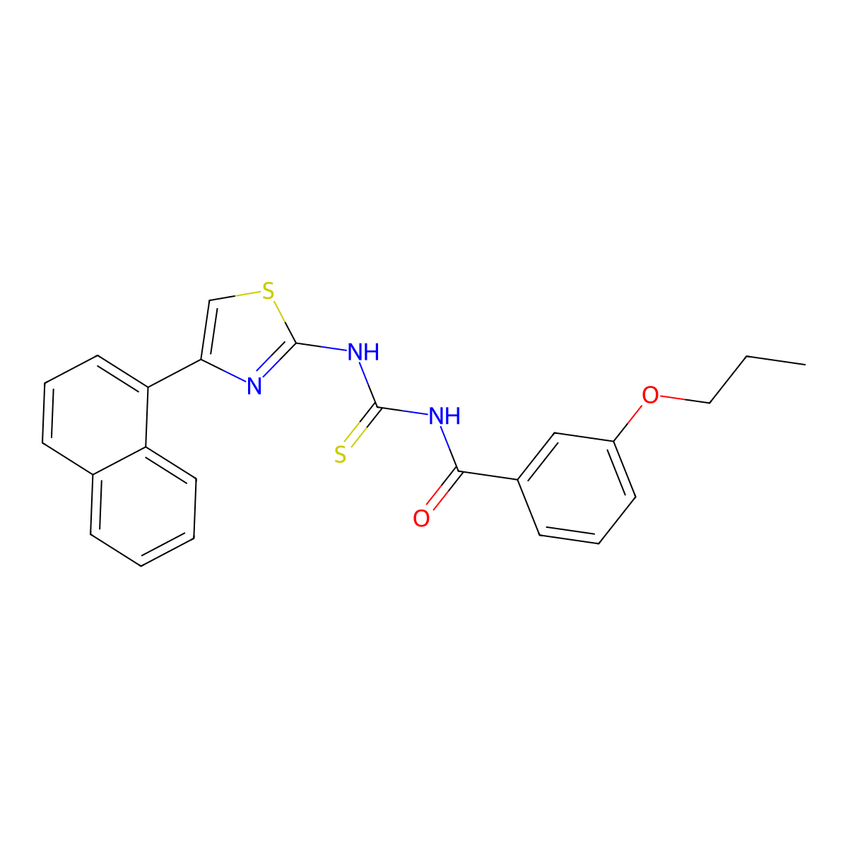 N-[(4-naphthalen-1-yl-1,3-thiazol-2-yl)carbamothioyl]-3-propoxybenzamide molecular structure, CAS 433693-32-4
