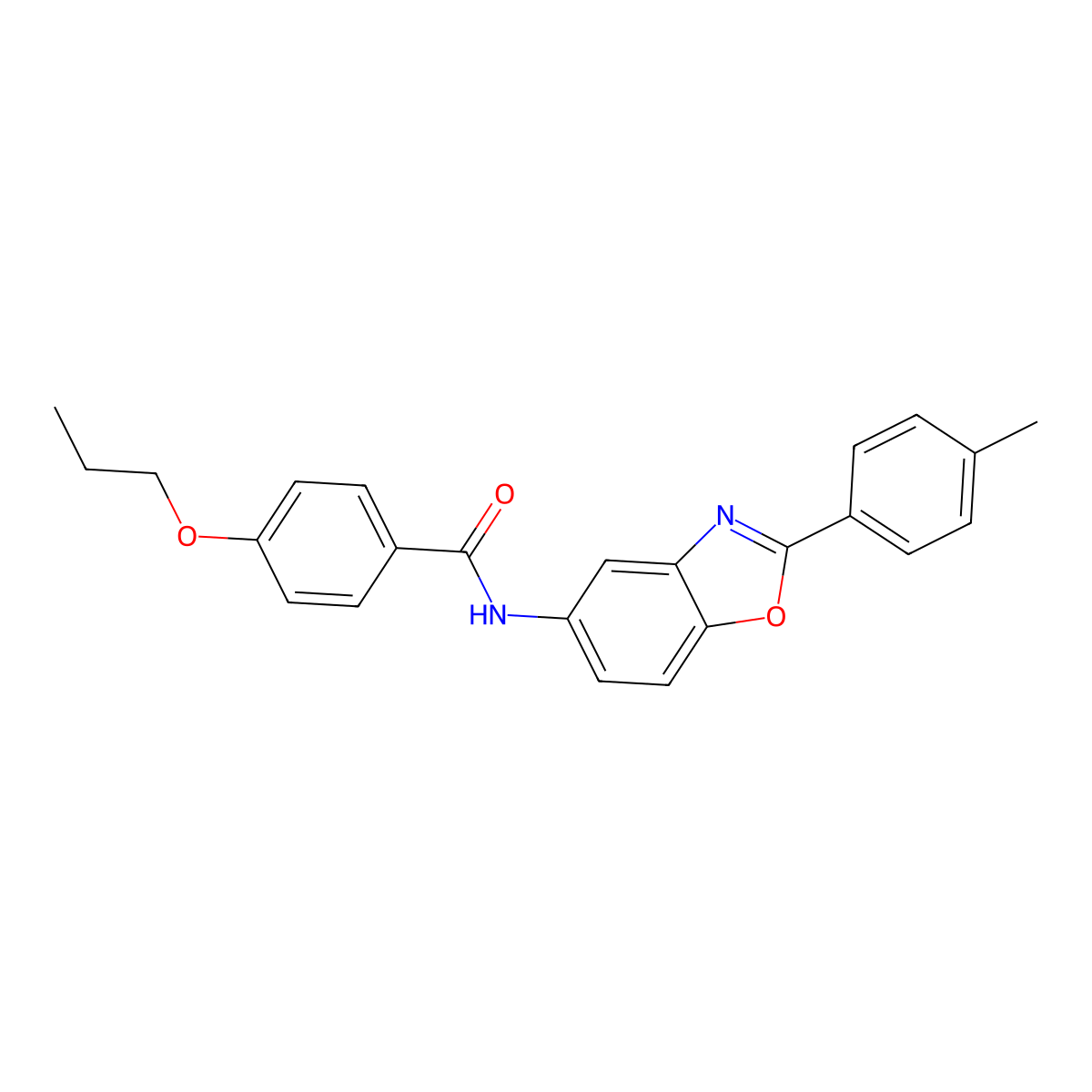 N-[2-(4-methylphenyl)-1,3-benzoxazol-5-yl]-4-propoxybenzamide molecular structure, CAS 433693-36-8