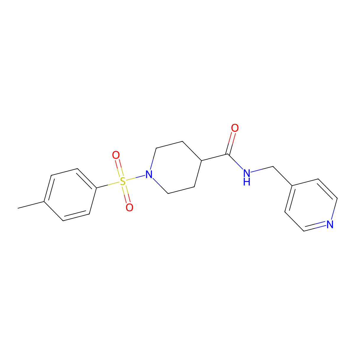 1-(4-methylphenyl)sulfonyl-N-(pyridin-4-ylmethyl)piperidine-4-carboxamide molecular structure, CAS 433693-38-0