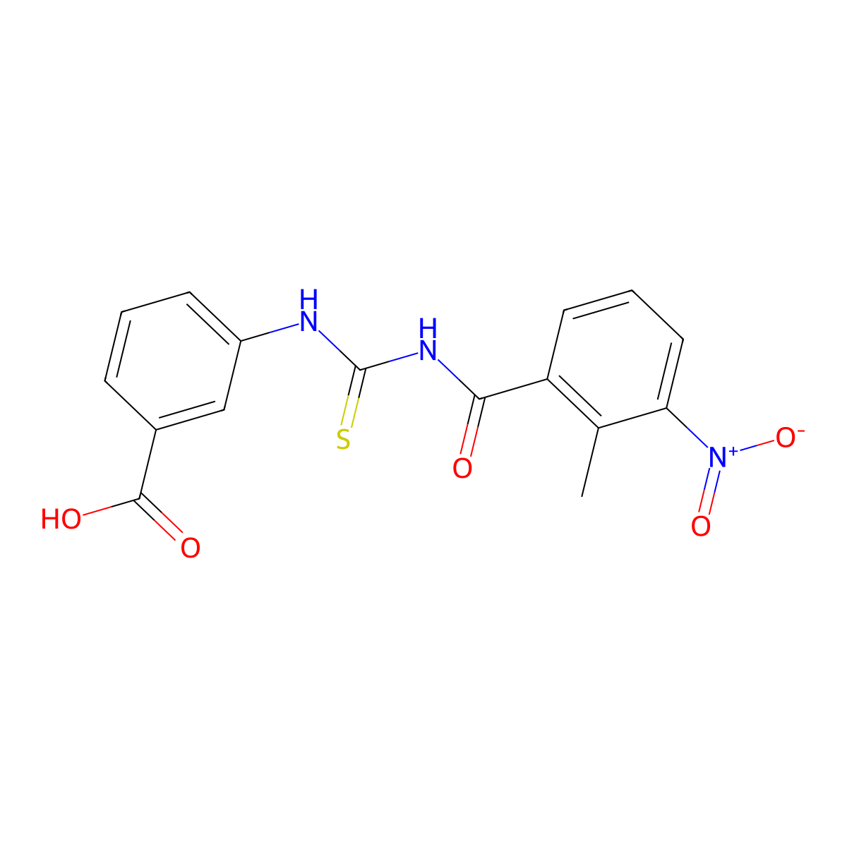 3-({[(2-Methyl-3-nitrophenyl)carbonyl]carbamothioyl}amino)benzoic acid molecular structure, CAS 433693-47-1