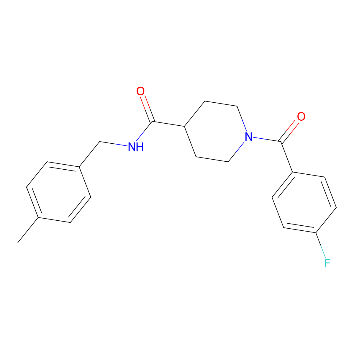 1-(4-fluorobenzoyl)-N-[(4-methylphenyl)methyl]piperidine-4-carboxamide molecular structure, CAS 433693-48-2