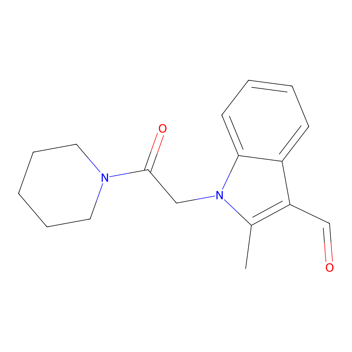 2-Methyl-1-(2-oxo-2-piperidin-1-yl-ethyl)-1H-indole-3-carbaldehyde molecular structure, CAS 433693-53-9