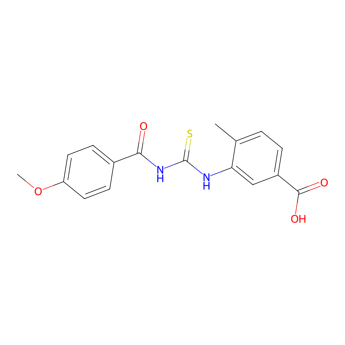 3-[(4-Methoxybenzoyl)carbamothioylamino]-4-methylbenzoic acid molecular structure, CAS 433693-57-3