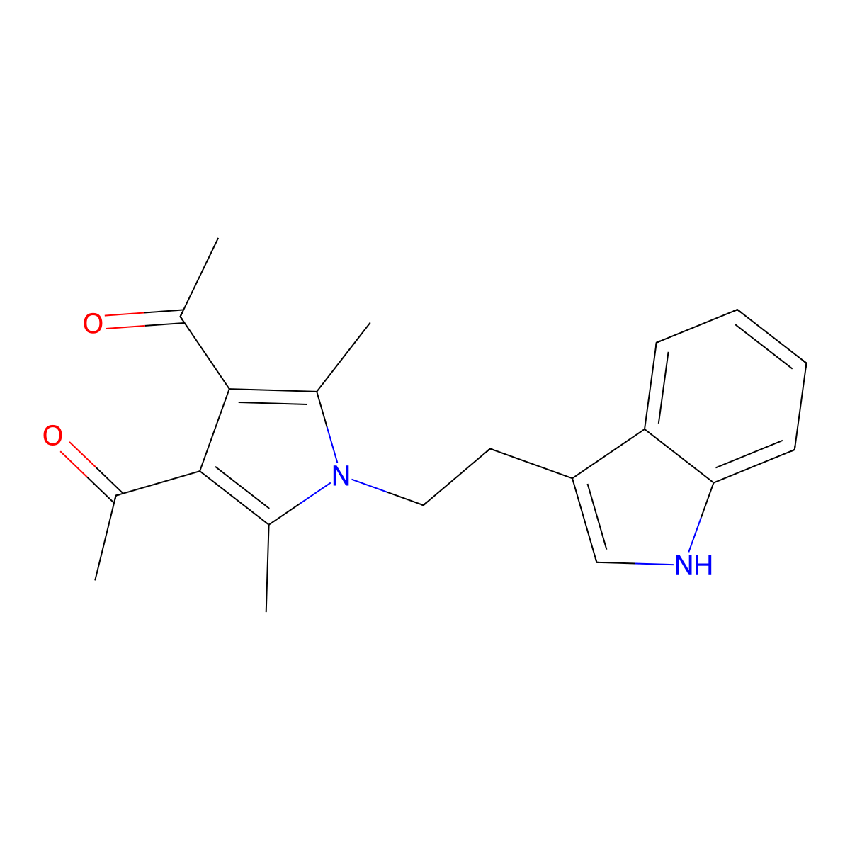 1-[4-acetyl-1-[2-(1H-indol-3-yl)ethyl]-2,5-dimethylpyrrol-3-yl]ethanone molecular structure, CAS 433693-68-6