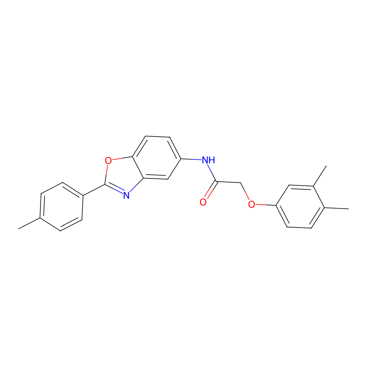 2-(3,4-dimethylphenoxy)-N-[2-(4-methylphenyl)-1,3-benzoxazol-5-yl]acetamide molecular structure, CAS 433693-78-8