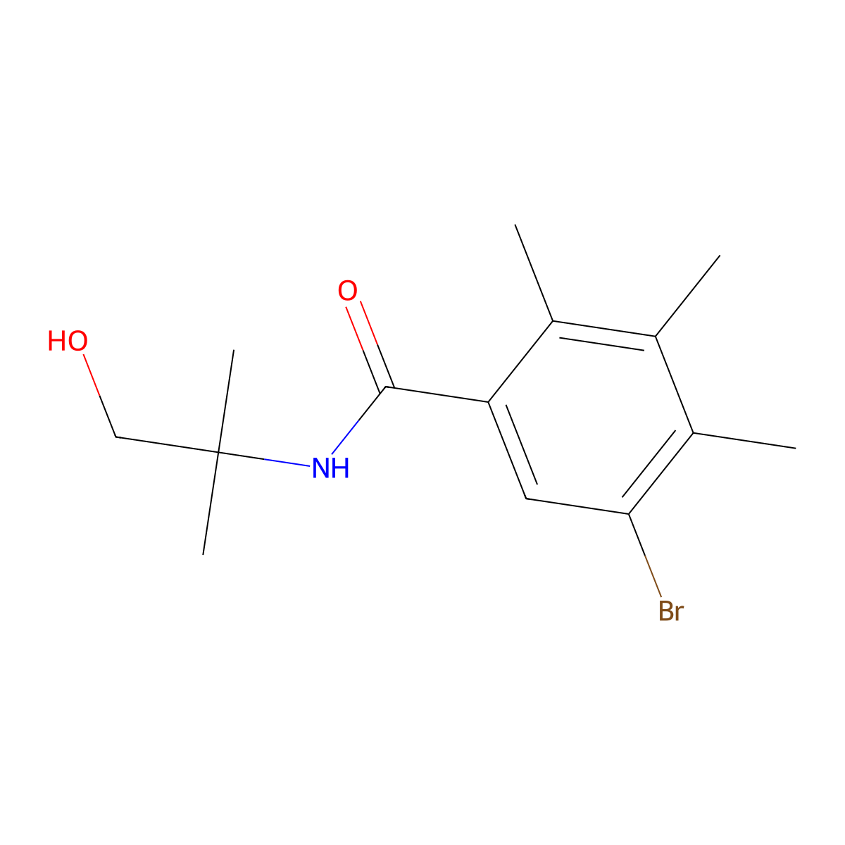 5-bromo-N-(1-hydroxy-2-methylpropan-2-yl)-2,3,4-trimethylbenzamide molecular structure, CAS 433693-84-6