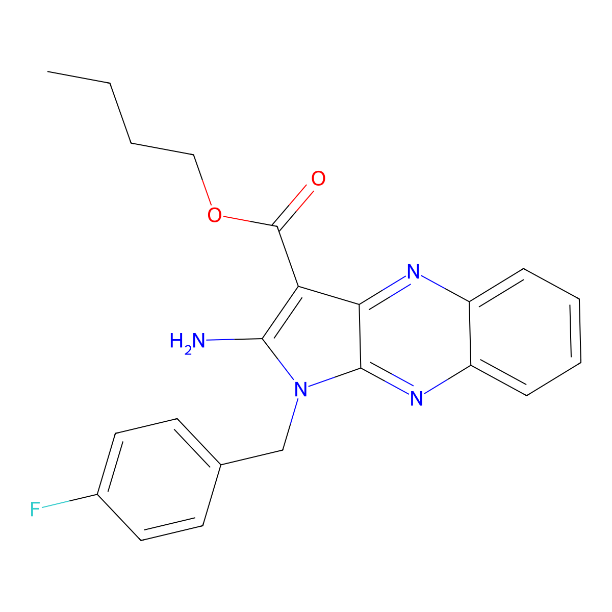 butyl 2-amino-1-(4-fluorobenzyl)-1H-pyrrolo[2,3-b]quinoxaline-3-carboxylate molecular structure, CAS 433693-86-8