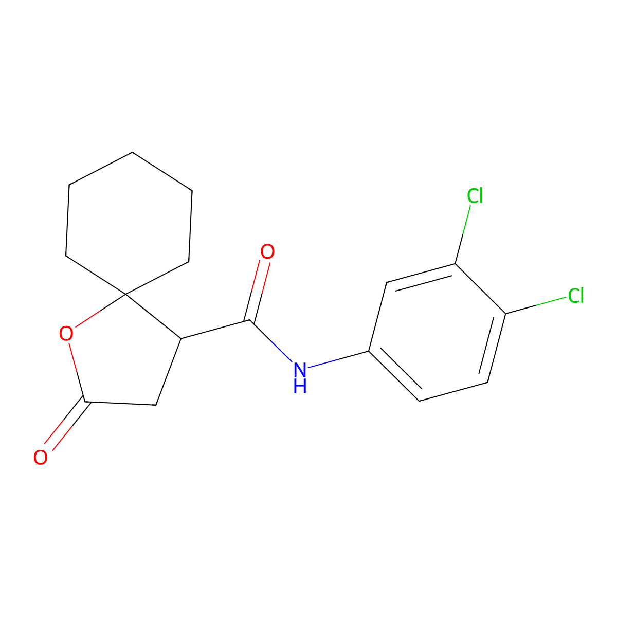 N-(3,4-dichlorophenyl)-2-oxo-1-oxaspiro[4.5]decane-4-carboxamide molecular structure, CAS 433693-93-7