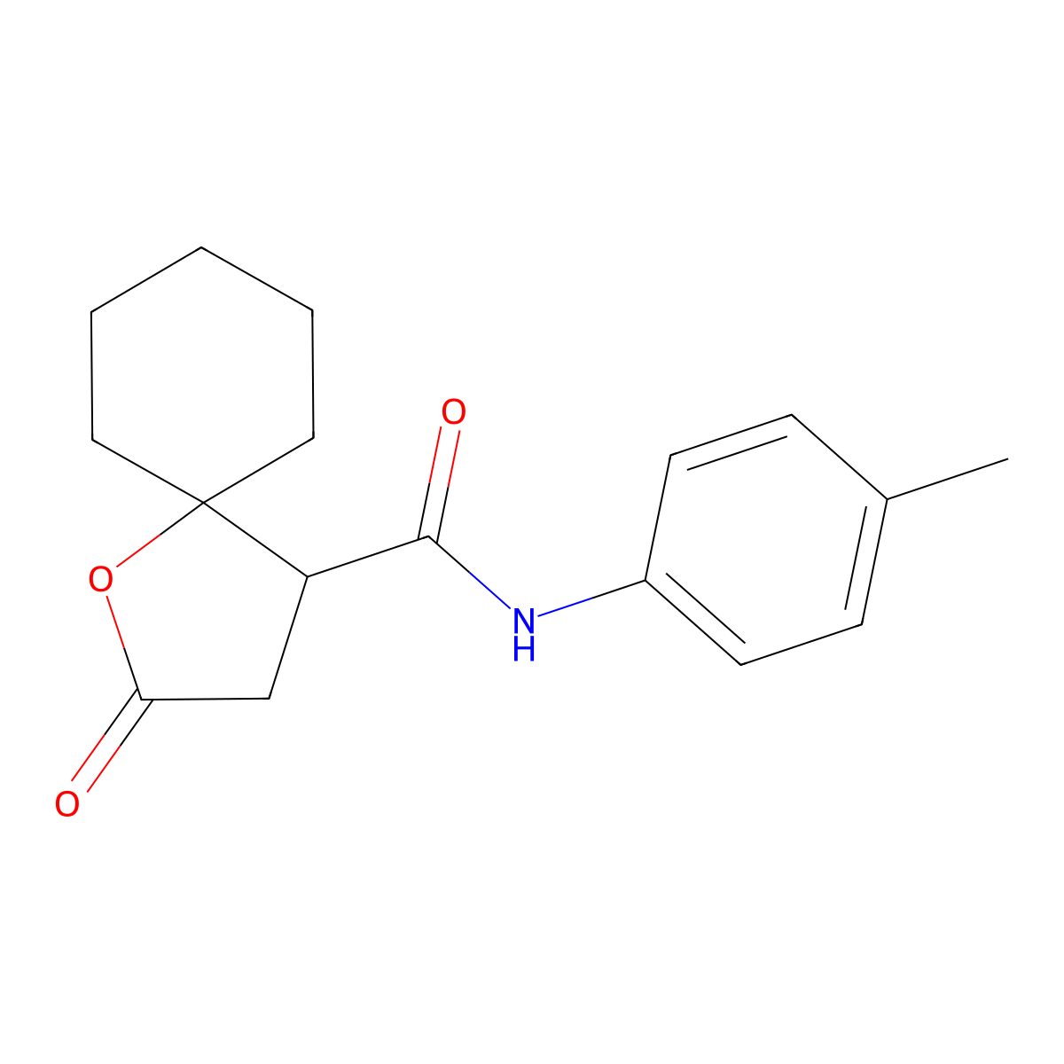 N-(4-methylphenyl)-2-oxo-1-oxaspiro[4.5]decane-4-carboxamide molecular structure, CAS 433693-95-9
