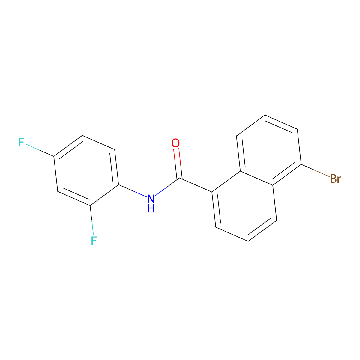 5-bromo-N-(2,4-difluorophenyl)naphthalene-1-carboxamide molecular structure, CAS 433693-96-0