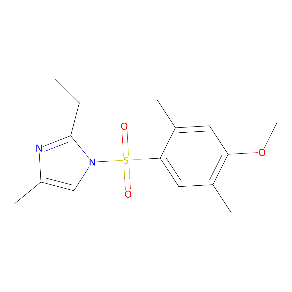 2-ethyl-1-(4-methoxy-2,5-dimethylbenzenesulfonyl)-4-methyl-1H-imidazole molecular structure, CAS 433694-01-0