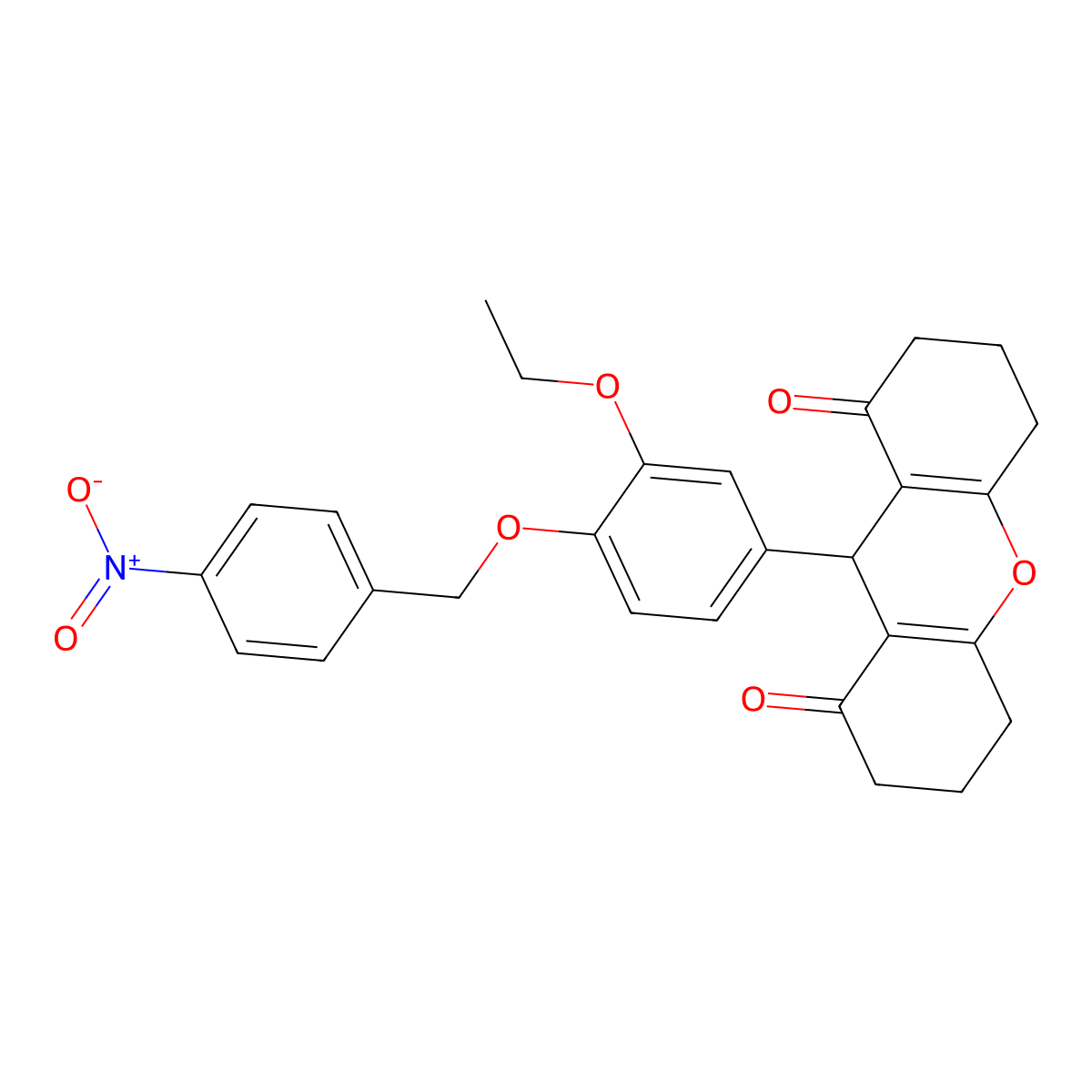 9-[3-ethoxy-4-[(4-nitrophenyl)methoxy]phenyl]-3,4,5,6,7,9-hexahydro-2H-xanthene-1,8-dione molecular structure, CAS 433694-12-3