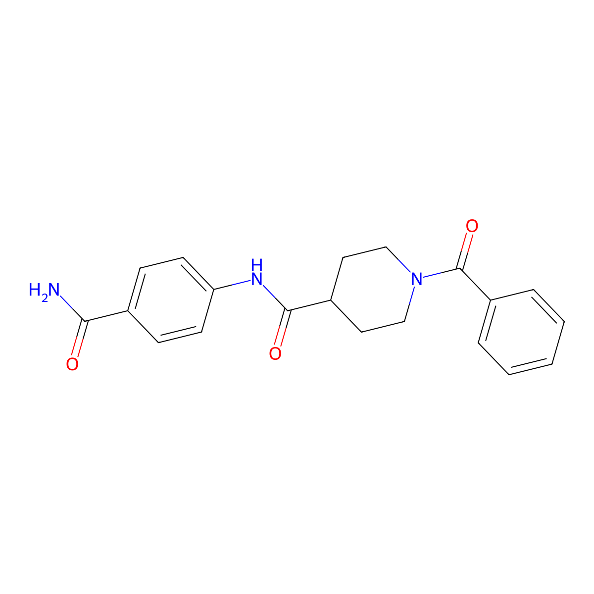 1-benzoyl-N-(4-carbamoylphenyl)piperidine-4-carboxamide molecular structure, CAS 433694-15-6