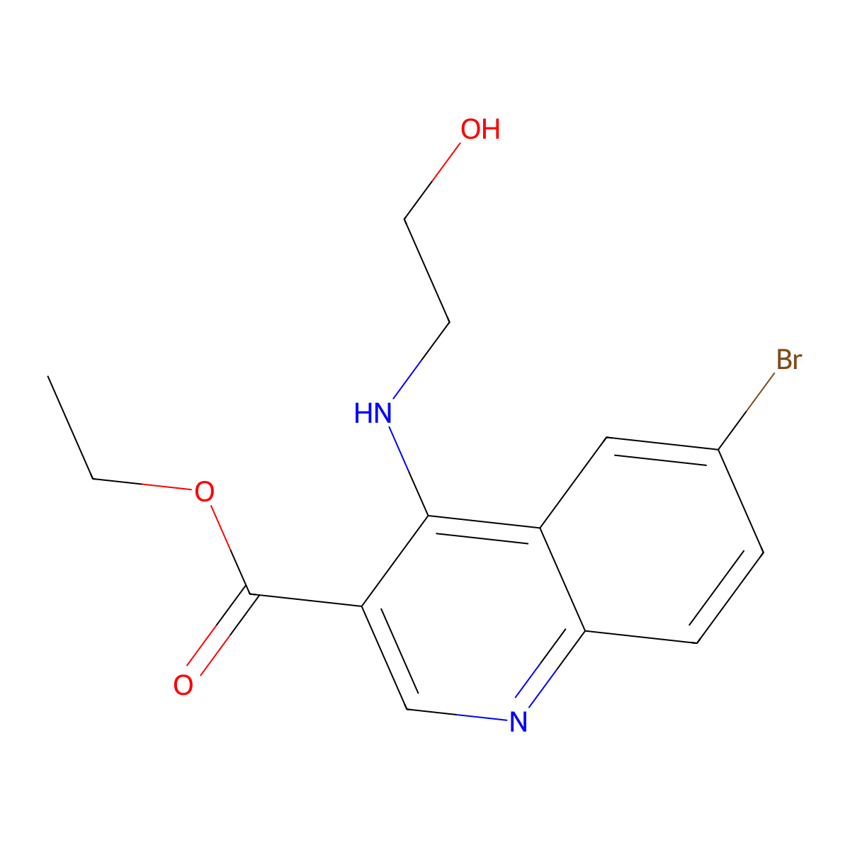Ethyl 6-bromo-4-[(2-hydroxyethyl)amino]quinoline-3-carboxylate molecular structure, CAS 433694-16-7